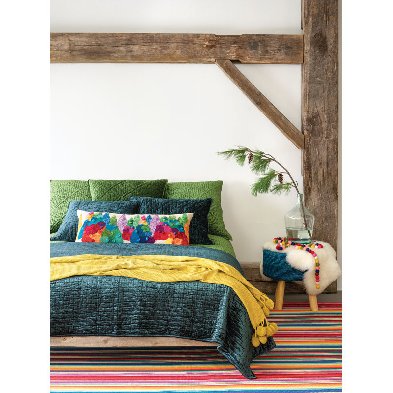 Standard Embroidered Cotton Pillow Sham with Tie Closure