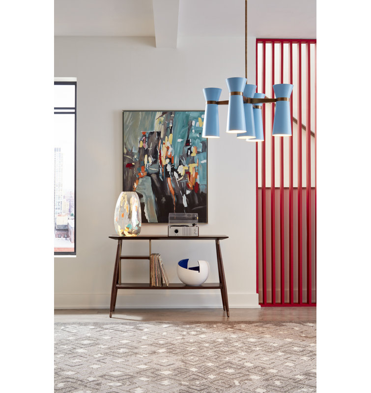 Bol décoratif contemporain en céramique Benson, H 11 po x l 14 po x p 13,5 po, Blanc / glacis bleu