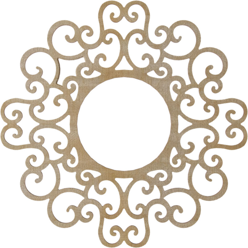 Médaillon de plafond ajouré en bois d'aulne 20 po x P 7 5/8 po x P 3/8 po Reims, H 18 po x l 18 po x P 0,38 po, Bouleau