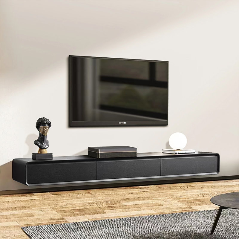 Fully Assembled 80" Handmade Floating TV Stand，Modern Wall-mounted Media Center with Flip-up Storage，Soft-close Doors，Solid Walnut Wood Veneer Finish