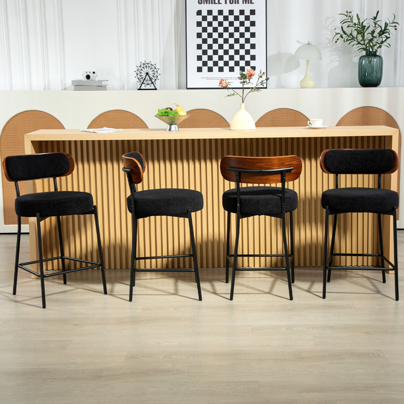 Counter Height Ferrer, 24" Ferrer , Boucle Counter Stools With Back, Boucle Ferrer For Kitchen Island, Dining Room(Set Of 6)
