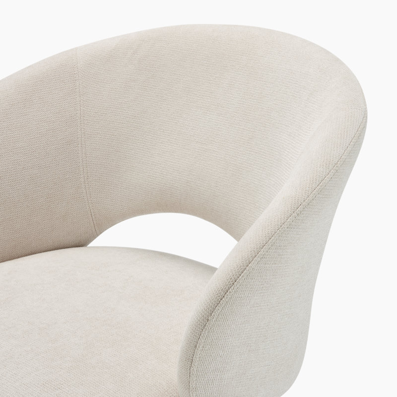 Biljana Luxury Fabric Upholstered Swivel Dining And Office Chair With Metal Legs, Cream