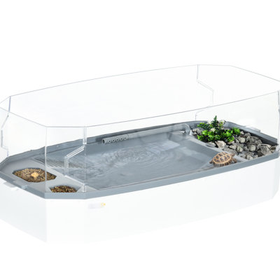 Cage à tortues en polypropylène - Éclosion, alimentation, 62,2 cm x 30,2 cm, vue à 360°, pompe à eau, dimensions : 62,2 cm (L) x 30,2 cm (l) x 22,9 cm (H)