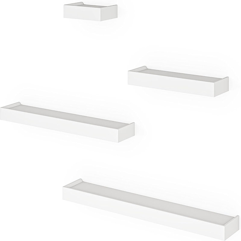 Array 4 Piece Floating Wall Shelves Set, White