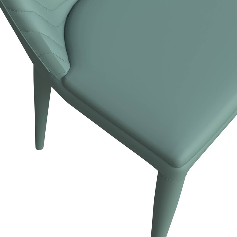 Driskill Dining Chair Upholstered In Leather With Iron Legs Set Of 4, Green, Green, 4