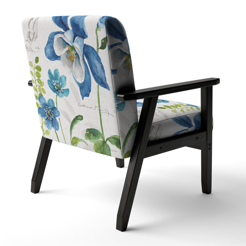 Fauteuil d'appoint rembourré «Floranda - Blue Columbine Flowers With Butterfly»