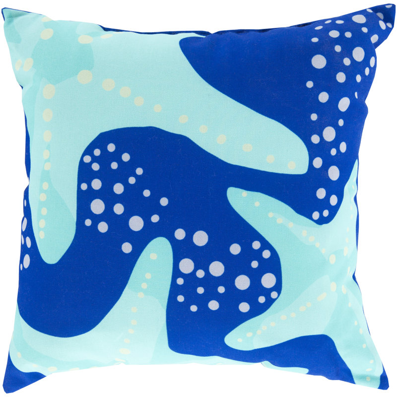 Rain Outdoor Throw Pillow, 20" H x 20" W x 4" D, Coral/Cobalt