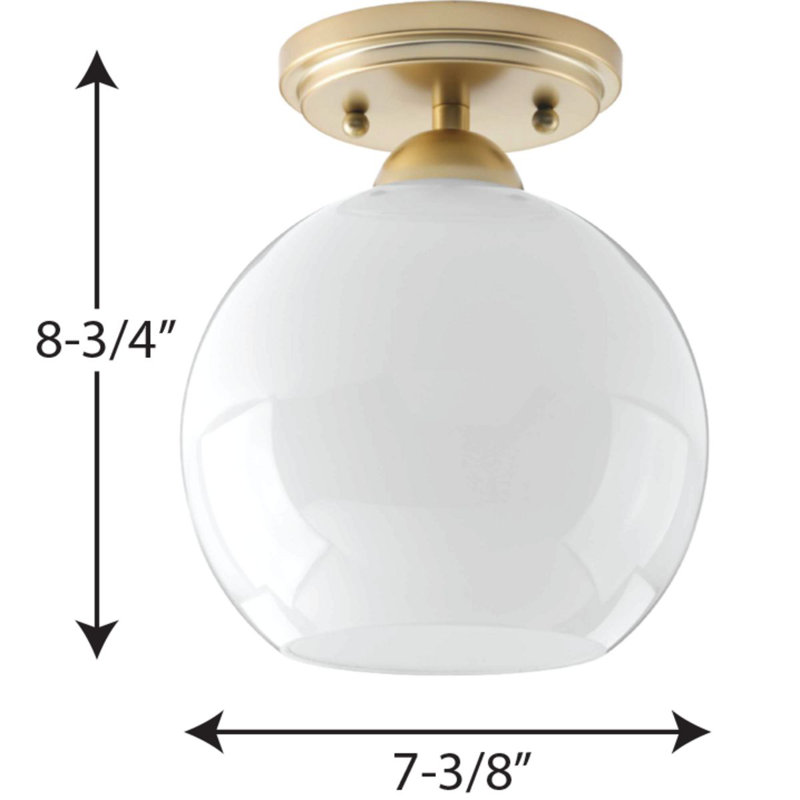 Alayna Glass Semi Flush Mount, Vintage Gold