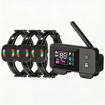 1 to 3 Wireless Dog Training Collar, Remote Control Shock/Vibration/Beep Training Set with LED Display, Rechargeable Electric Dog Training System for 3 Pets