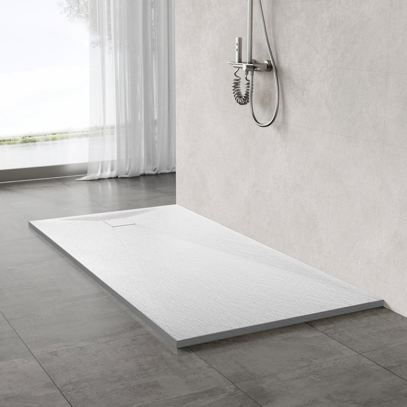 Slip-Resistance 32mm H Square White Shower Tray, 3.2cm H x 90cm W x 140cm D