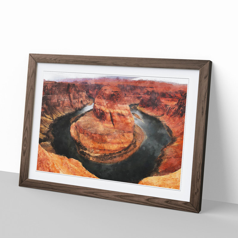 Horseshoe Bend in the Grand Canyon Vol.2 - Picture Frame Painting, 36cm H x 48cm W x 2cm D, Walnut Framed