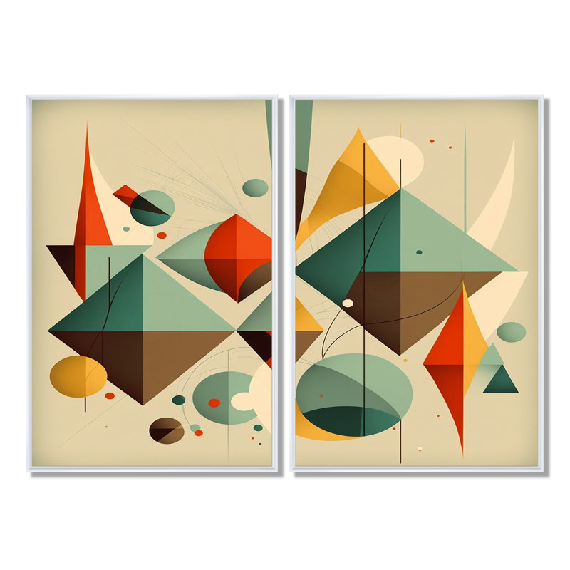 Mid-Century Retro Dimensions III - Abstract Midcentury, art mural, H 36 po x l 48 po, Impression encadrée flottante, Blanc