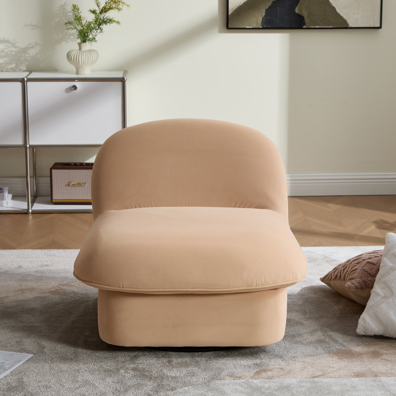 Chaise d'appoint rembourrée en velours Lava avec base en métal à 360 degrés, Khaki