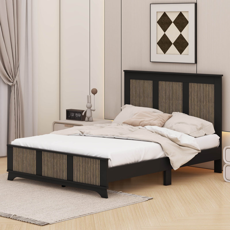 Lit plateforme en bois Farmhouse Modern, Black, Queen