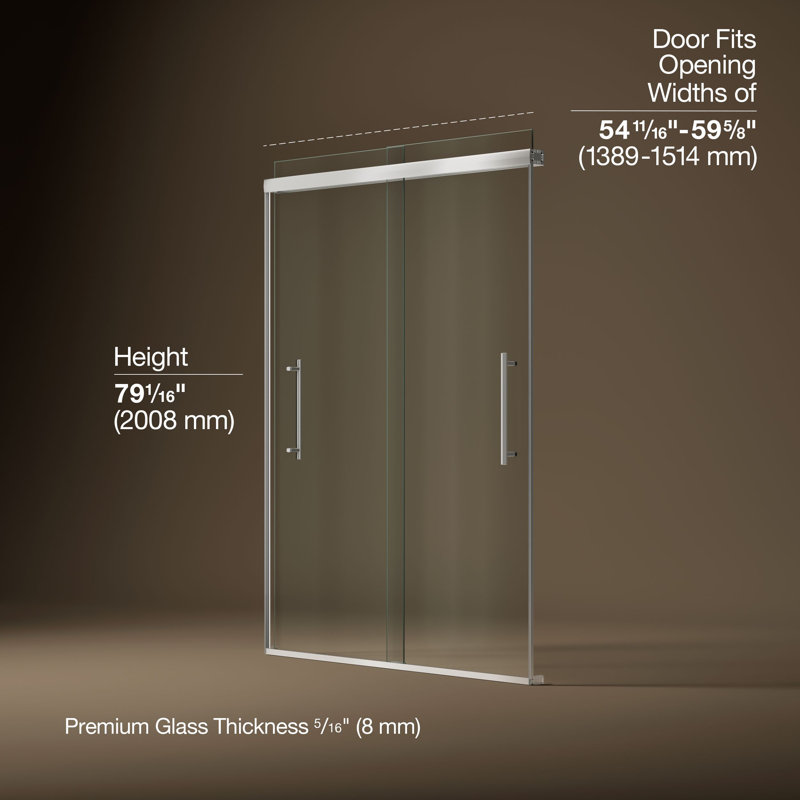 Pleat Frameless Sliding Bath Door, Silver