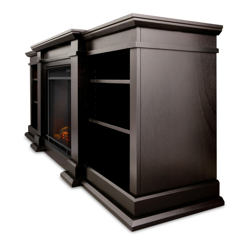 Fresno TV Stand with Fireplace, Dark Walnut
