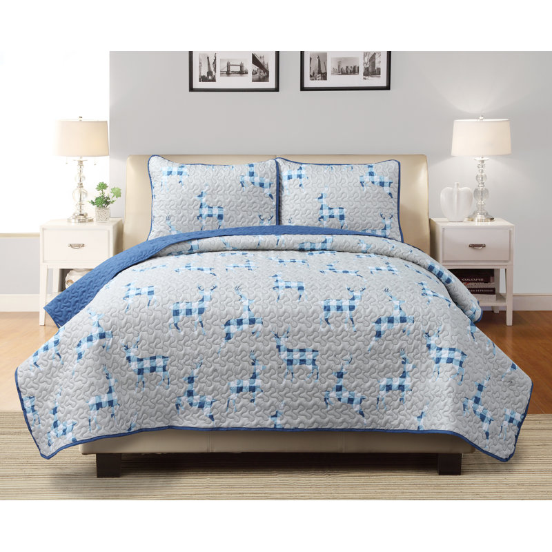 Castellon Microfiber Animal Print Sheet Set, Full/Double, Blue/Gray