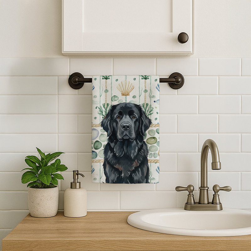 Black Newfoundland Coastal Sea Glass Kitchen Towel, Black Newfoundland