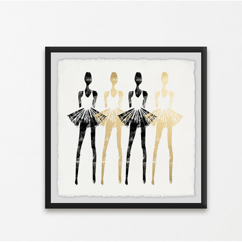 «Black and Gold Silhouettes», reproduction de peinture acrylique encadrée, H 18 po x l 18 po
