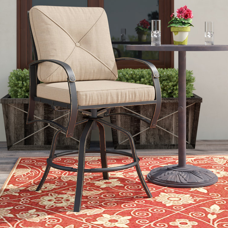 Kain Metal Outdoor 30'' Bar Stool with Cushion