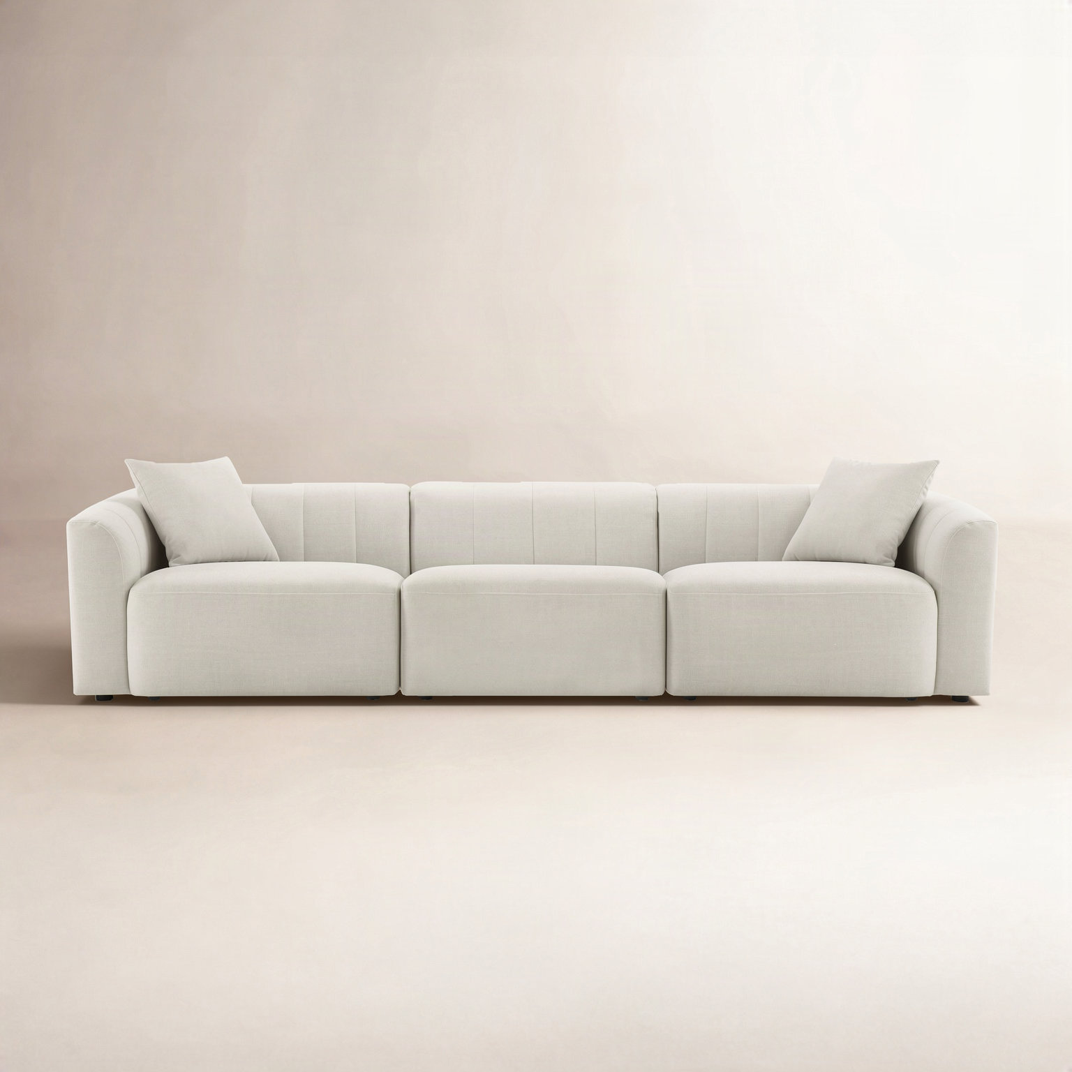 Augustine 122" Upholstered Sofa, Luna Cream Performance Weave