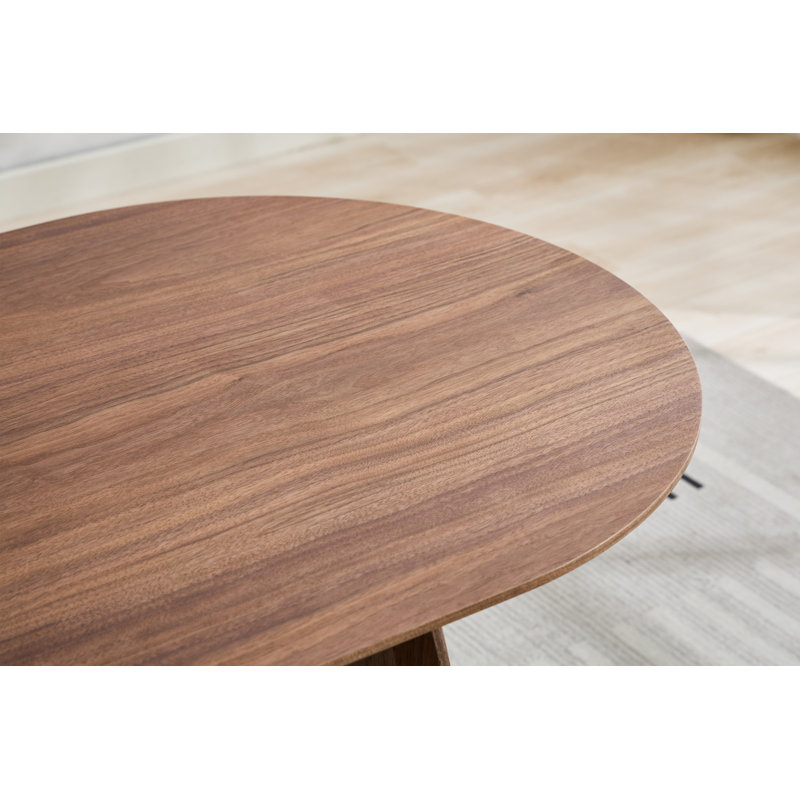 70.86'' Oval Dining Table With Double Pedestal, Modern Dining Table For Dining Room/Kitchen, Walnut