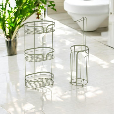 Dante Chrome Floor Caddy And Toilet Roll Holder