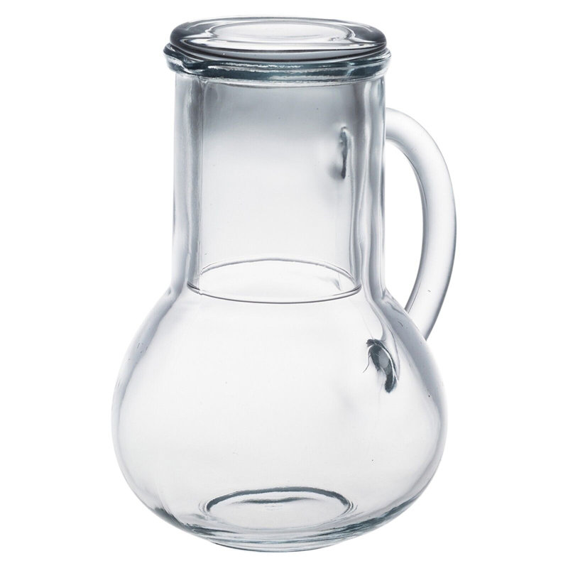 Jaidyn 1L Clear Glass Jug Pitcher & 230ml Water Juice Drinking Tumbler Lid Stopper Set