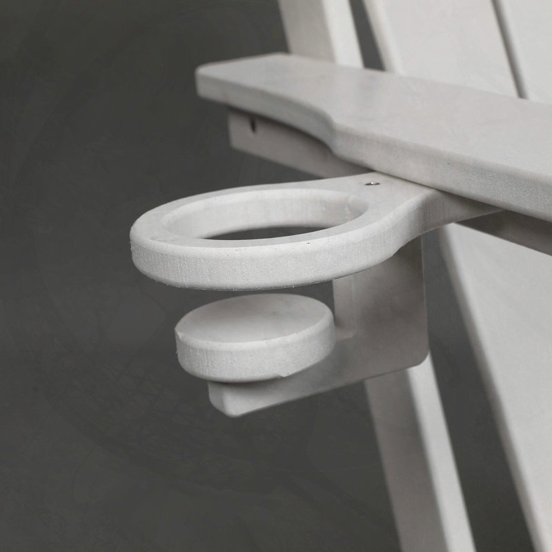 HDPE Folding Adirondack Chair with Cup Holder - White, White