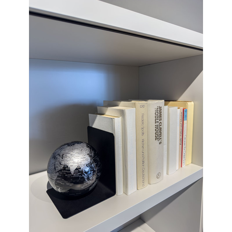 TROIKA BOOKGLOBE 5 Inch Magnetic Globe Metal Bookend, Multi-Color Globe-Chrome Base