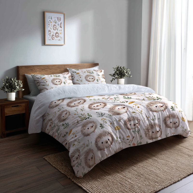 Ensemble d'édredon 6 pièces Kids Kids - Mignon petit hérisson avec taies décoratives et coussins décoratifs