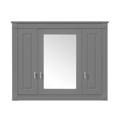 Armoire de salle de bain avec miroir, armoire à pharmacie murale à quatre étages, armoire de rangement avec porte miroir au-dessus de la toilette, bleu