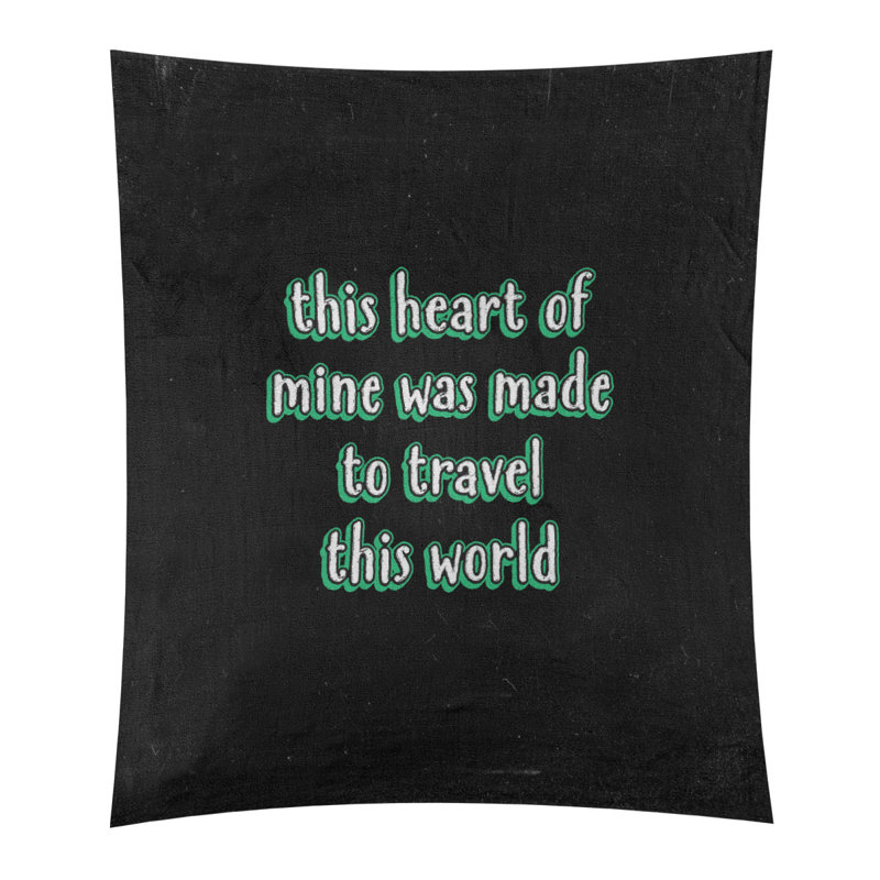 Tapisserie tableau noir en polyester de voyage love quot, H 80 po x l 68 po, Vert