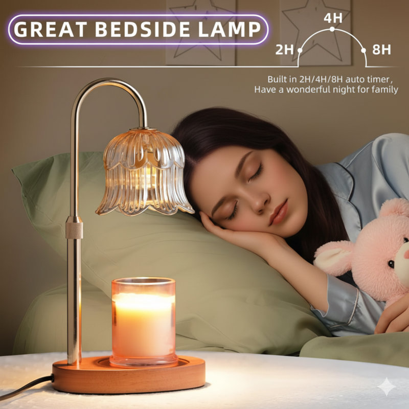 Lampe chauffante à bougie avec minuterie: réglable en hauteur à intensité variable - bougie en forme de fleur en forme de bougie sans flammes - Home Living