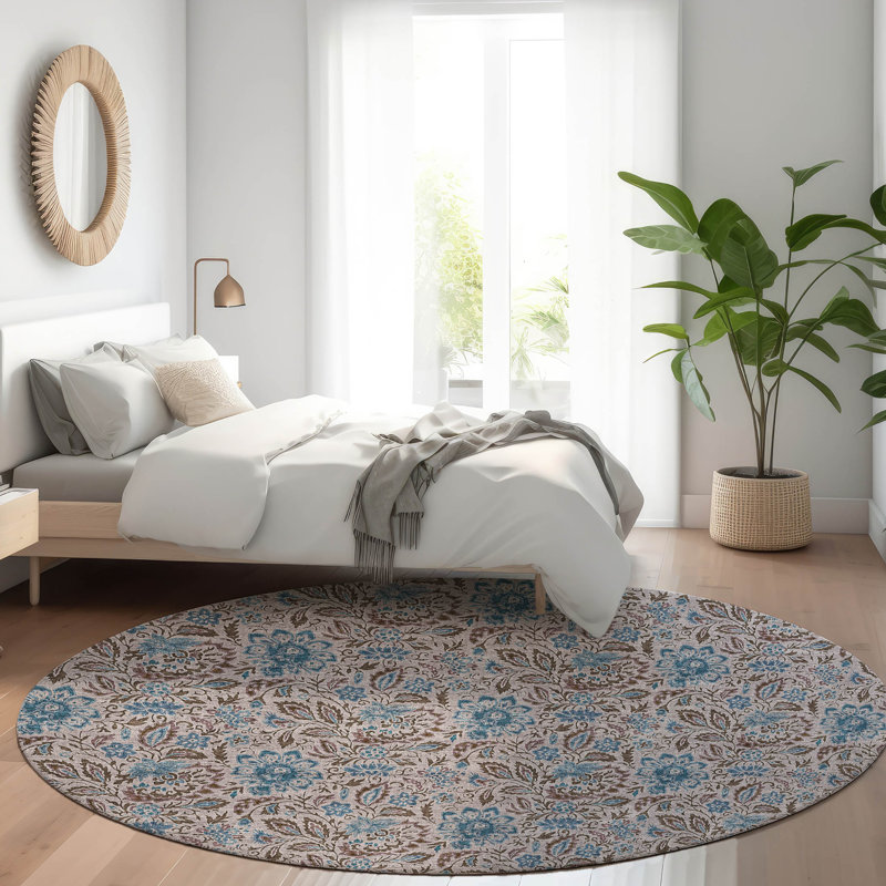 Floral Indoor / Outdoor Rug, Round 8'