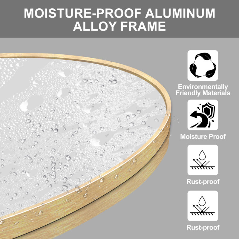 Pieterjan Metal Round Wall Mirror for Bathroom / Vanity Mirror, 23.37" x 23.37", Brushed Gold