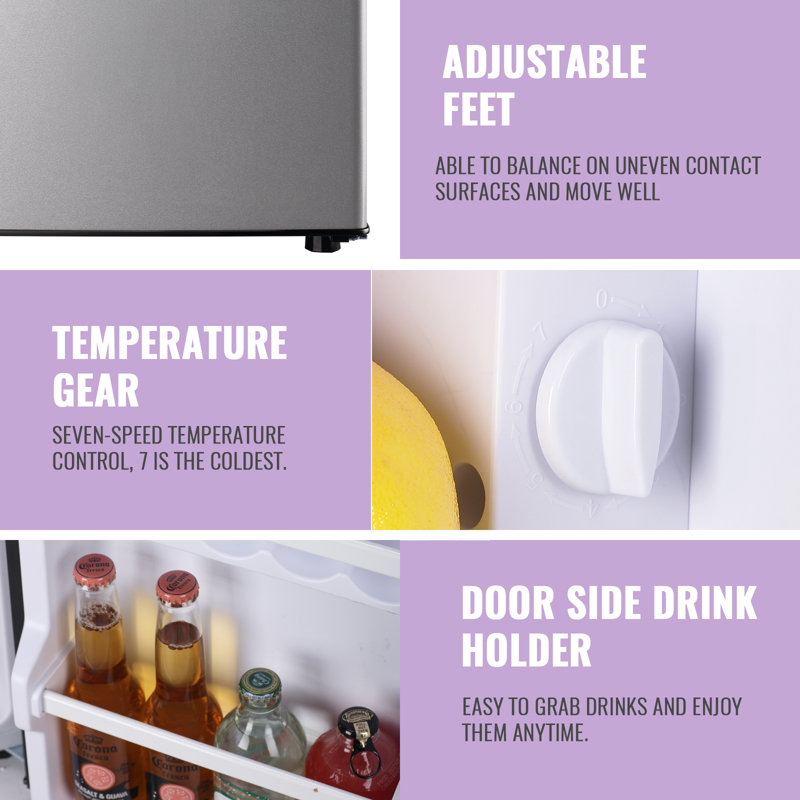 Compact Silver Dual Door Mini Fridge with Top Freezer