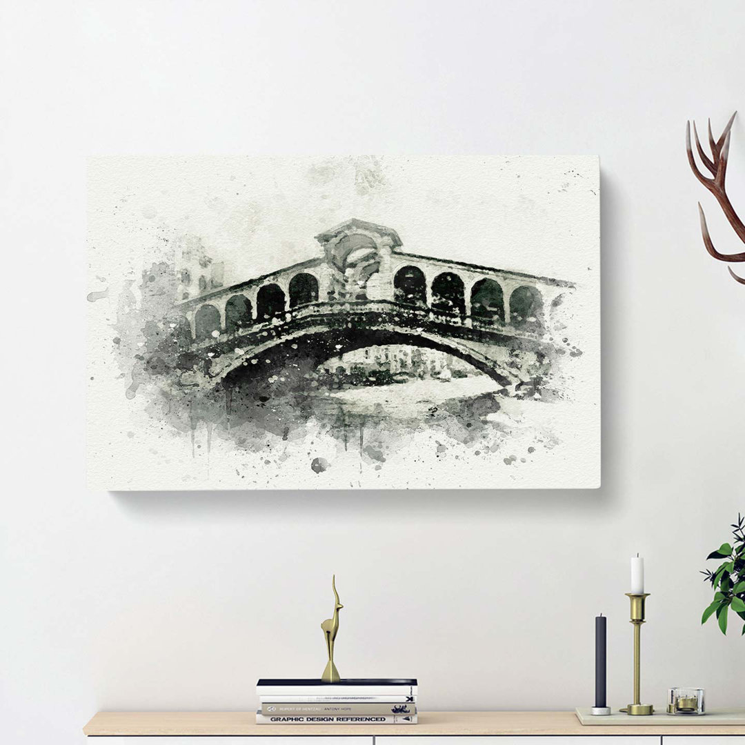 Rialto Bridge Venice Italy In Abstract - Wrapped Canvas