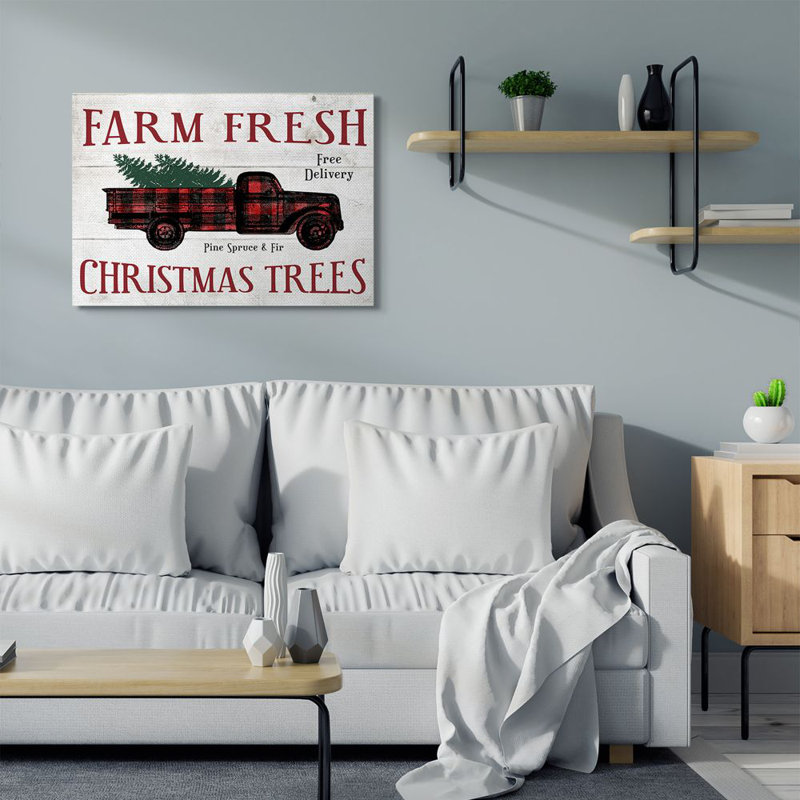 Farm Fresh Christmas Trees - reproduction d'art textuel, H 30 po x l 40 po, Toile tendue