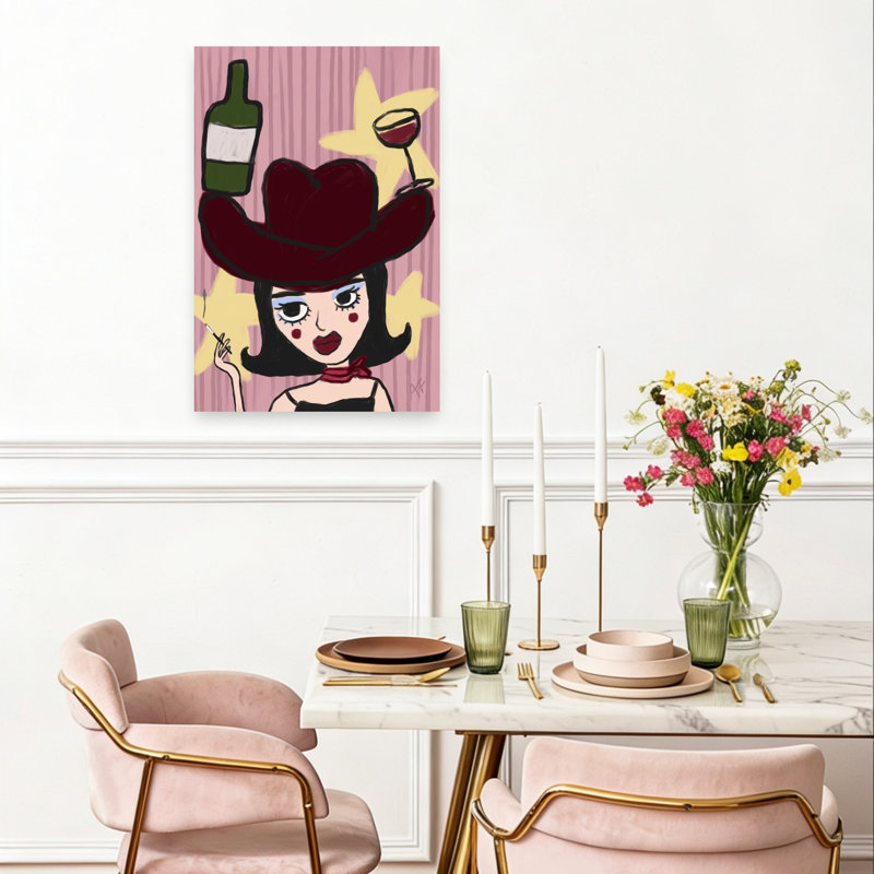 Art mural rétro Sassy Cowgirl, 24" H x 16" W