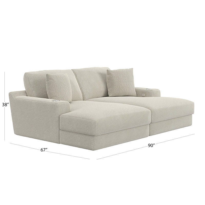  Canapé modulaire rembourré Choni, Mélange de polyester blanc