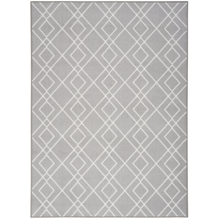 Dijone Geometric Machine Made Power Loom Wool/Polyester Area Rug in Gray