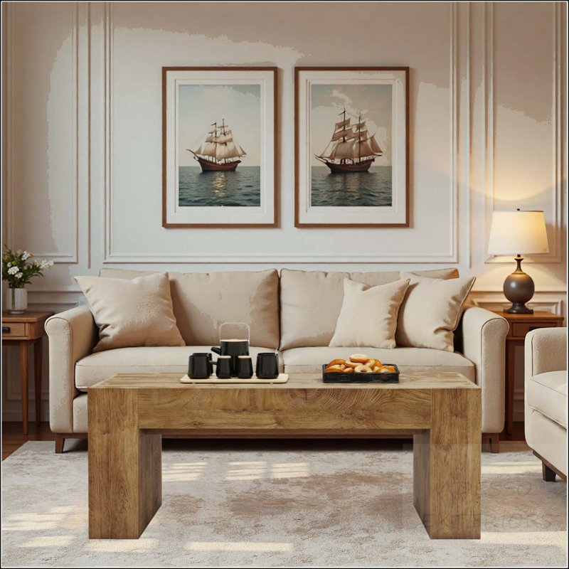 Table basse rectangulaire avec tiroir de rangement caché Farmhouse