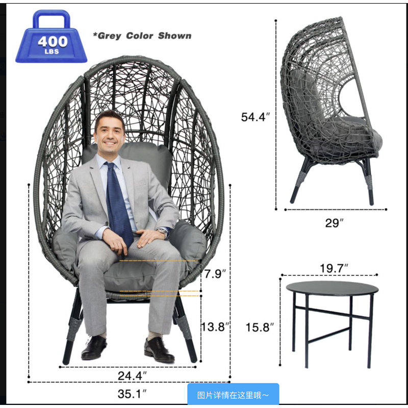 Chellsie 1 Person Egg Chair with Stand