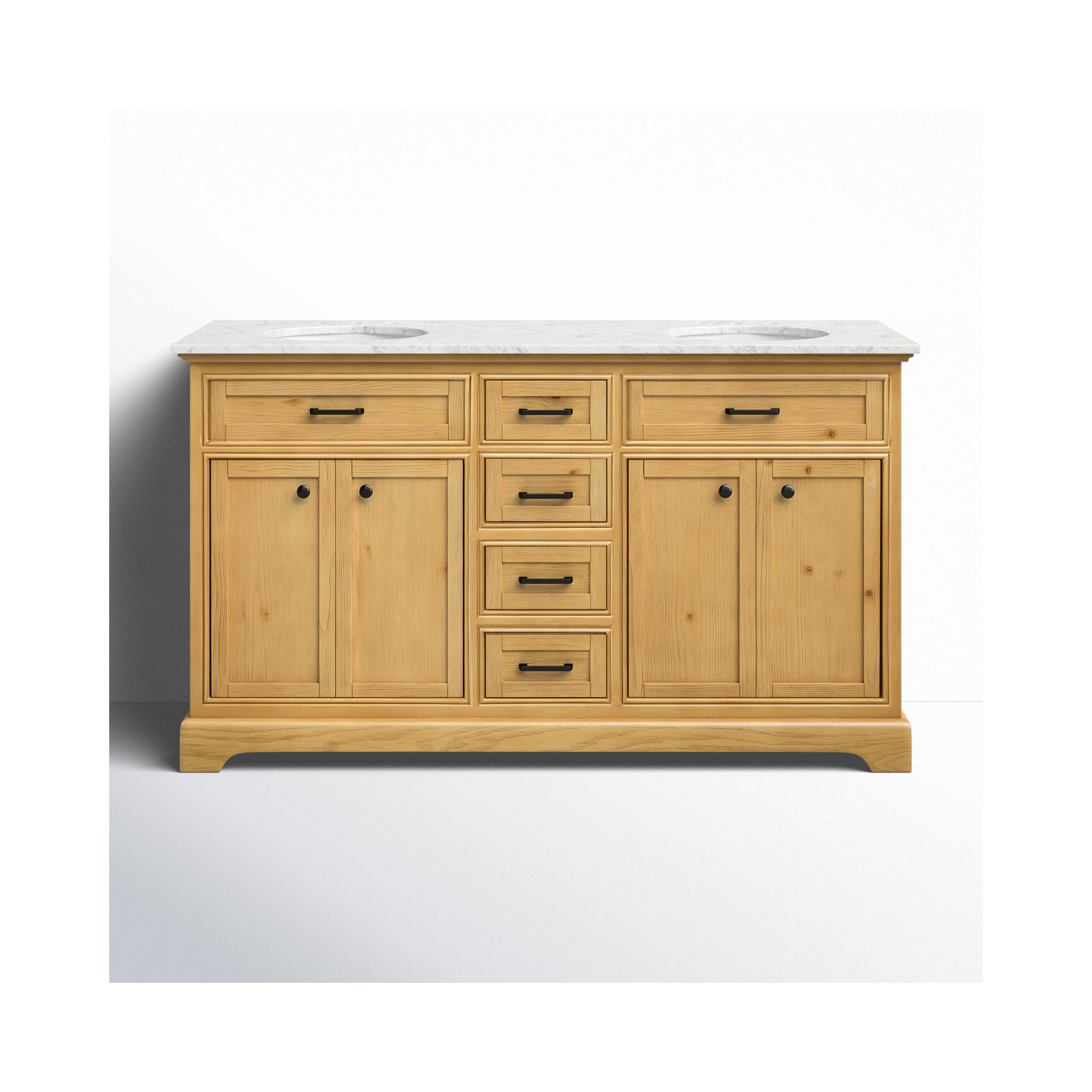 Hermes 60'' Double Bathroom Vanity, Natural Wood