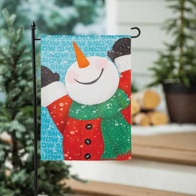 Drapeau de jardin «Happy Snowman» en suède