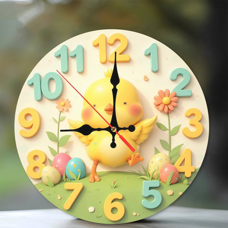 cute chick clock numbers easter eggs design