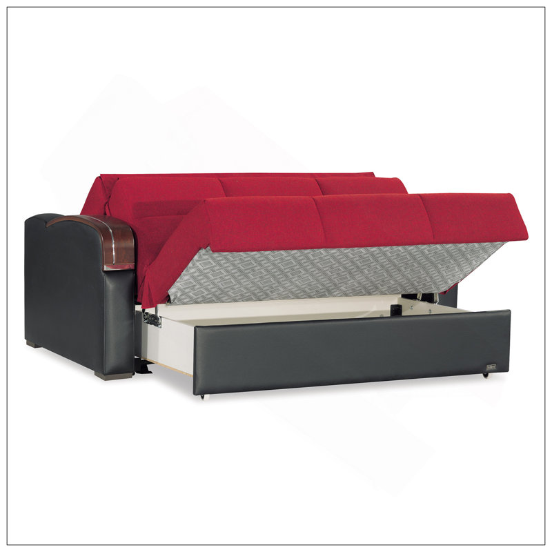 Causeuse convertible rembourrée avec rangement, Red