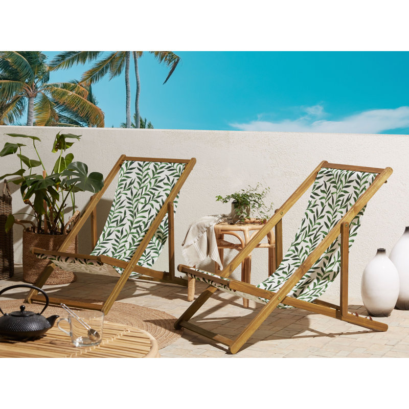 Dalmazio Folding Deck Chair, Beige, Geometric 2