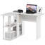 Bureau en L blanc avec bibliothèque intégrée - bureau à domicile, bureau ou poste de travail pour les petits espaces